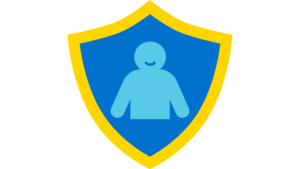 Icon eines Schutzwappens mit einer Kinderfigur im Zentrum. Es steht für unseren Wirkungsbereich zum Schutz von Kindern vor Gewalt