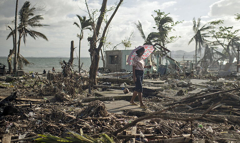 Taifun Haiyan zerstörte 2013 Teile der philippinischen Provinz West Samar