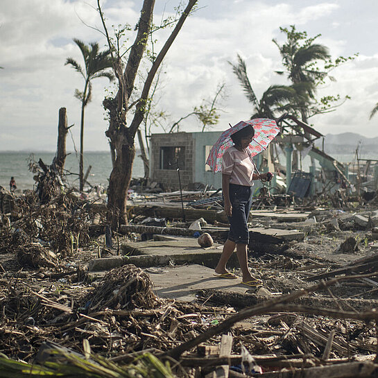 Taifun Haiyan zerstörte 2013 Teile der philippinischen Provinz West Samar